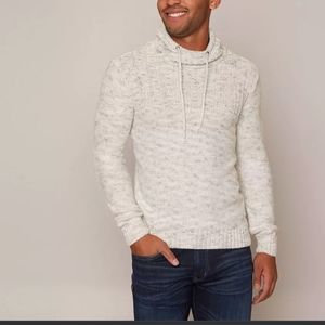 Carbon Funnel Neck Turtleneck Men's Gray Knit Hoodie